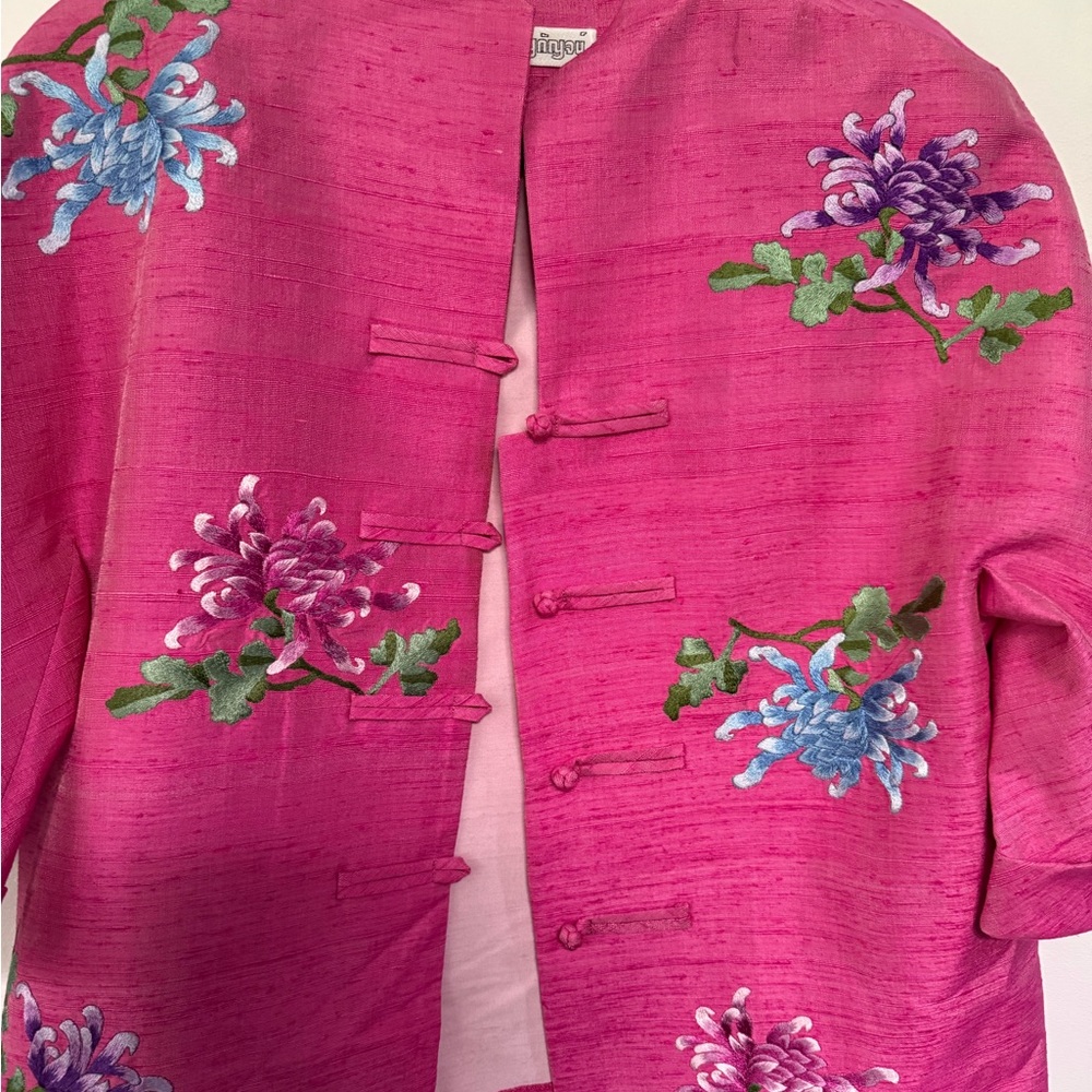 Vintage Pink and Green Floral Blazer